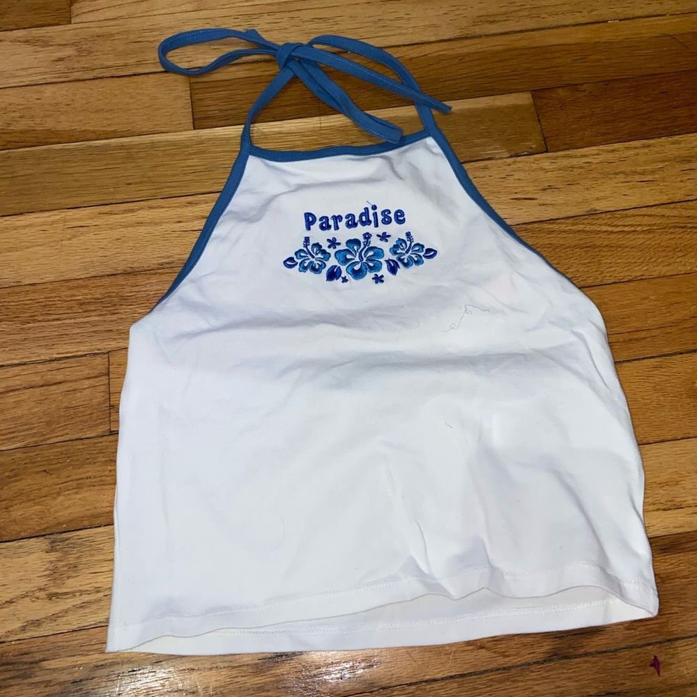 Backless String “Paradise” Crop Top